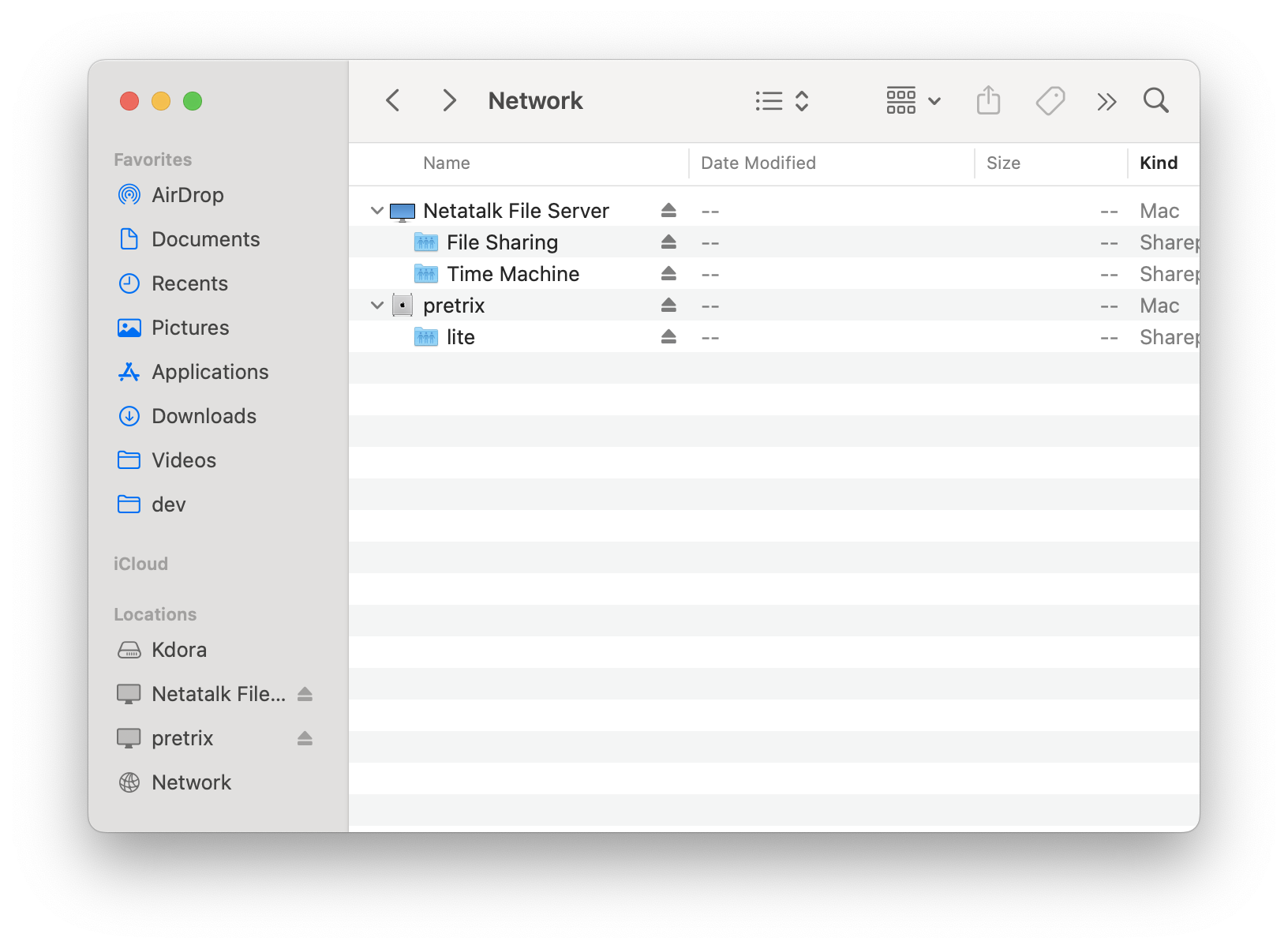 macOS Network Drawer screenshot